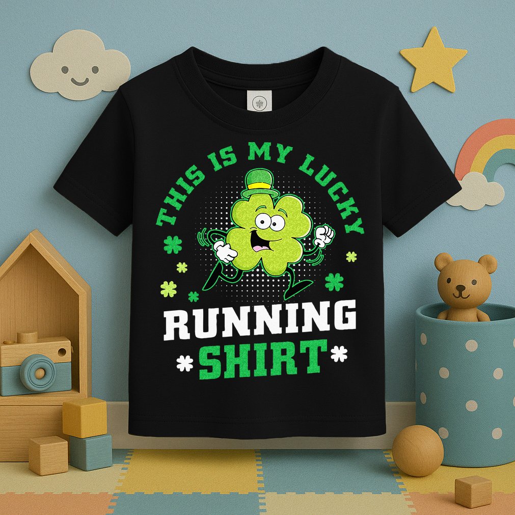Cute Shamrock Running St Patricks Day Lucky Running Team Toddler T-Shirt