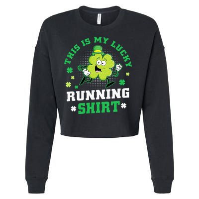 Cute Shamrock Running St Patricks Day Lucky Running Team Cropped Pullover Crew