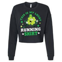 Cute Shamrock Running St Patricks Day Lucky Running Team Cropped Pullover Crew