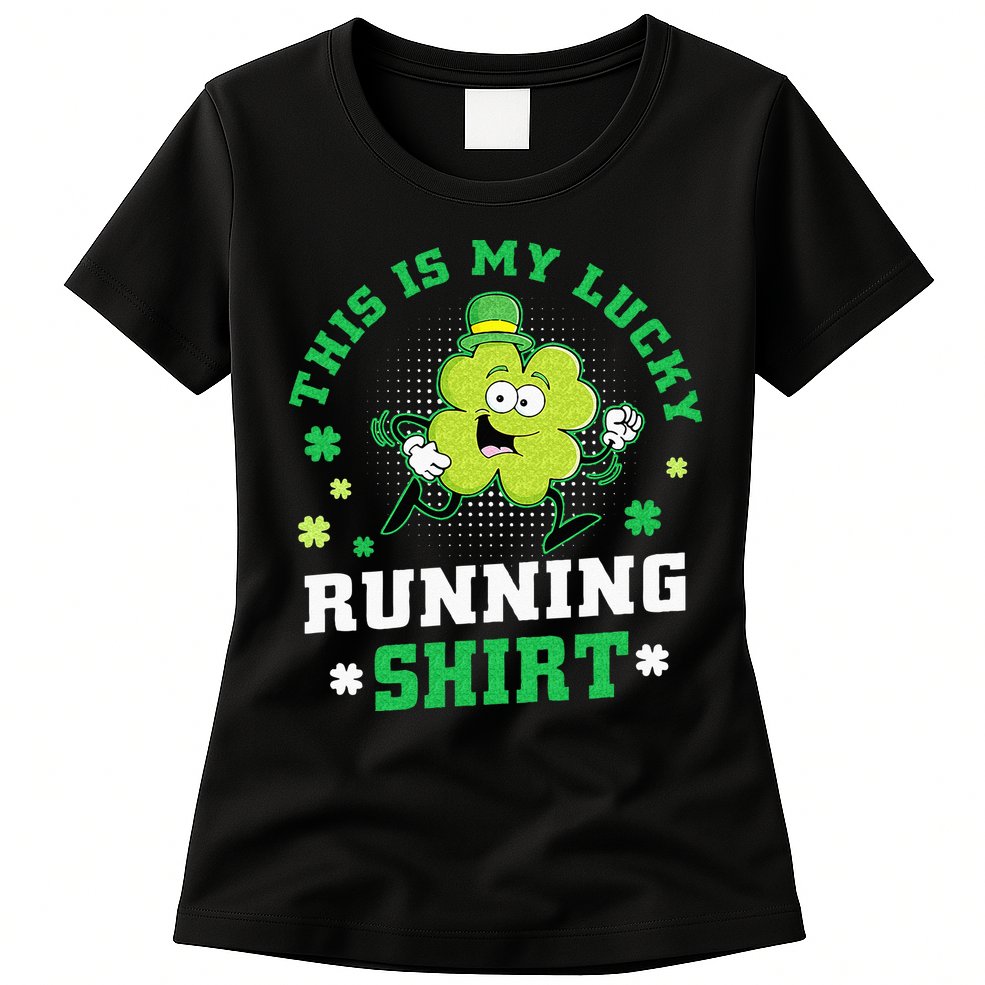 Cute Shamrock Running St Patricks Day Lucky Running Team Womens T-Shirt