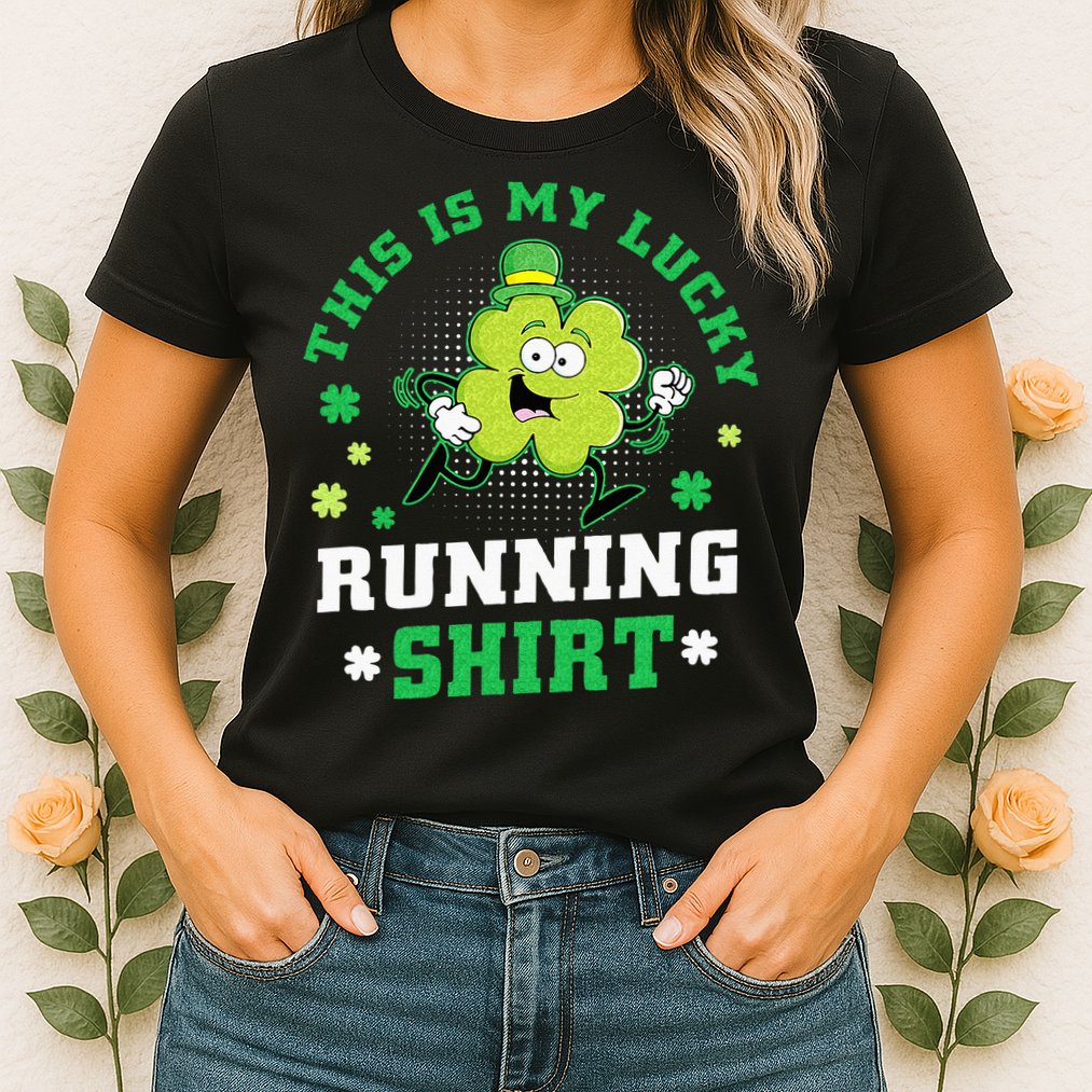 Cute Shamrock Running St Patricks Day Lucky Running Team Womens T-Shirt