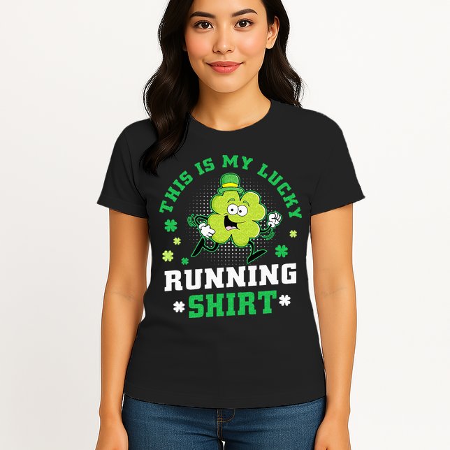 Cute Shamrock Running St Patricks Day Lucky Running Team Womens T-Shirt