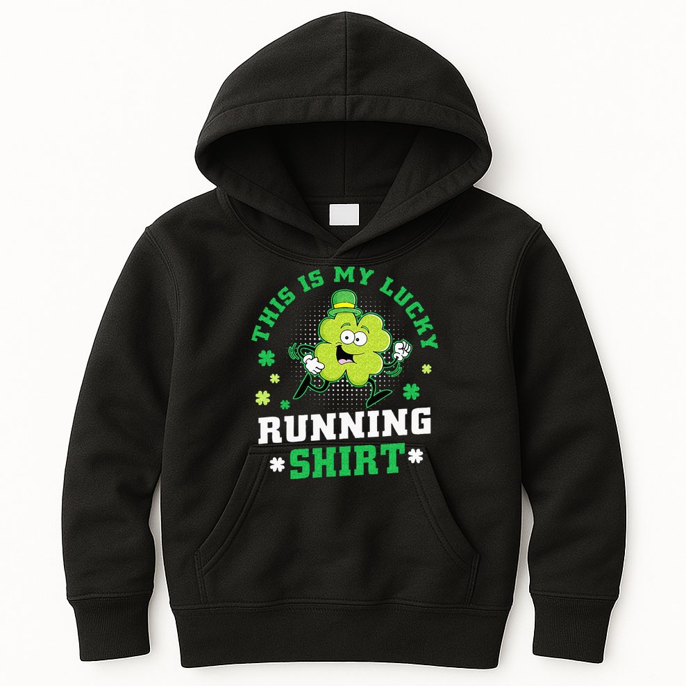 Cute Shamrock Running St Patricks Day Lucky Running Team Kids Hoodie