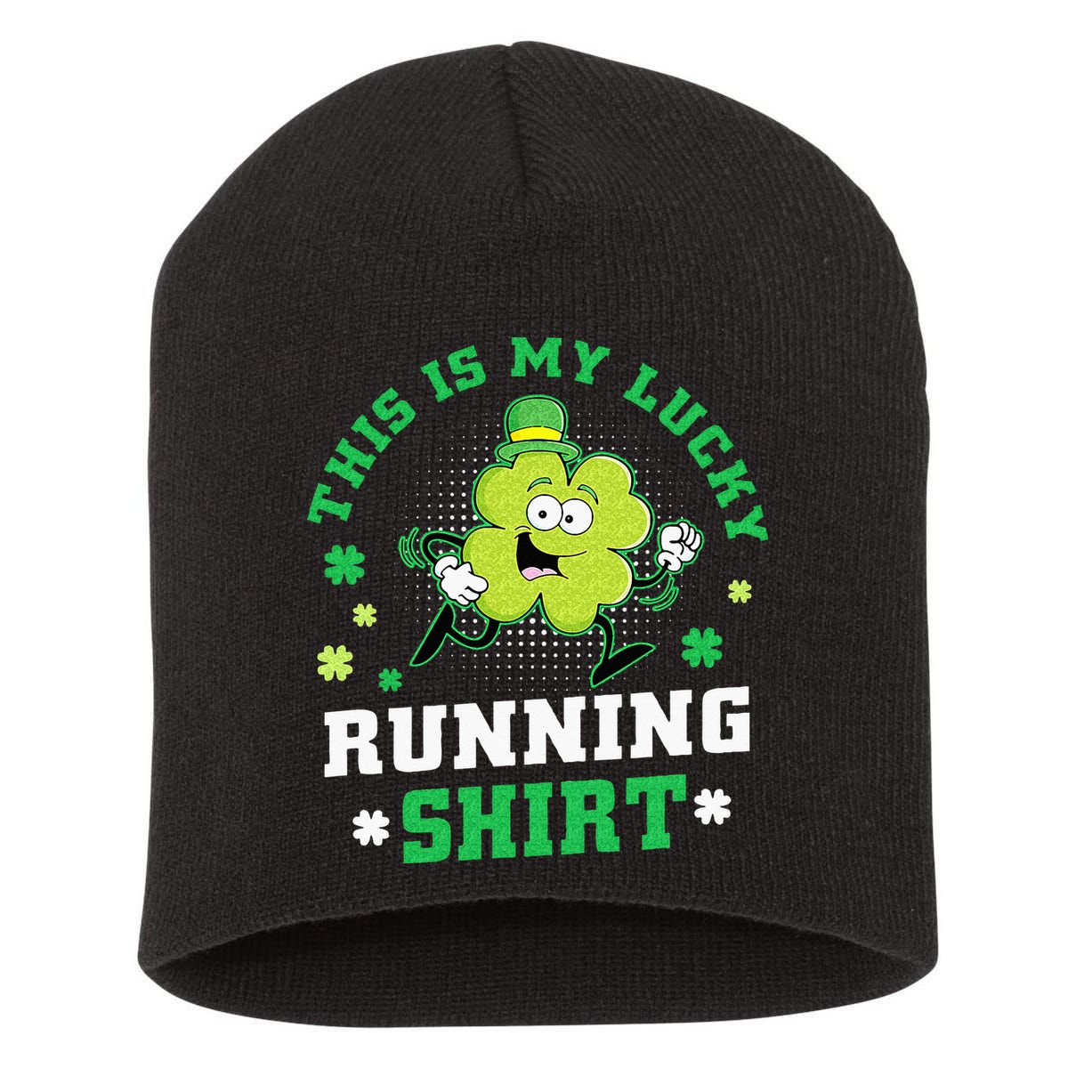 Cute Shamrock Running St Patricks Day Lucky Running Team Short Acrylic Beanie