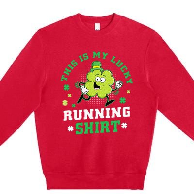 Cute Shamrock Running St Patricks Day Lucky Running Team Premium Crewneck Sweatshirt