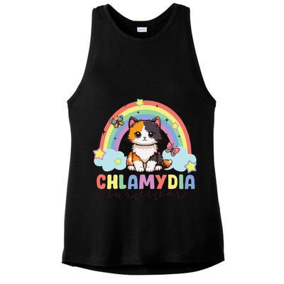 Chlamydia Survivor Rainbow Funny Humor Cat Specific Meme Ladies PosiCharge Tri-Blend Wicking Tank