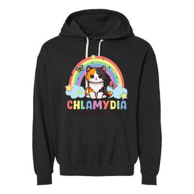 Chlamydia Survivor Rainbow Funny Humor Cat Specific Meme Garment-Dyed Fleece Hoodie