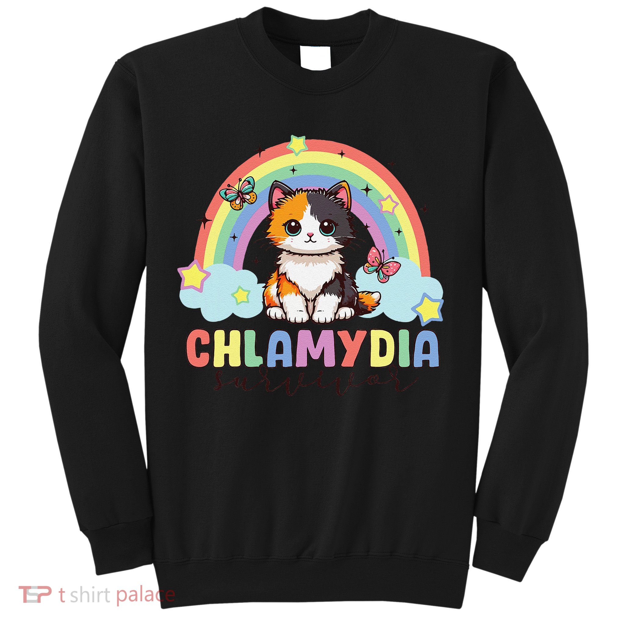Chlamydia Survivor Rainbow Funny Humor Cat Specific Meme Sweatshirt