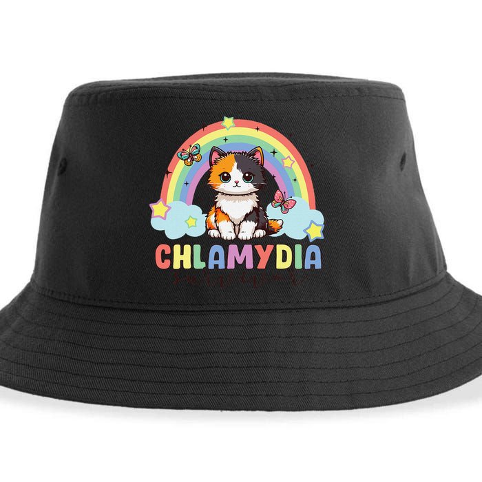 Chlamydia Survivor Rainbow Funny Humor Cat Specific Meme Sustainable Bucket Hat
