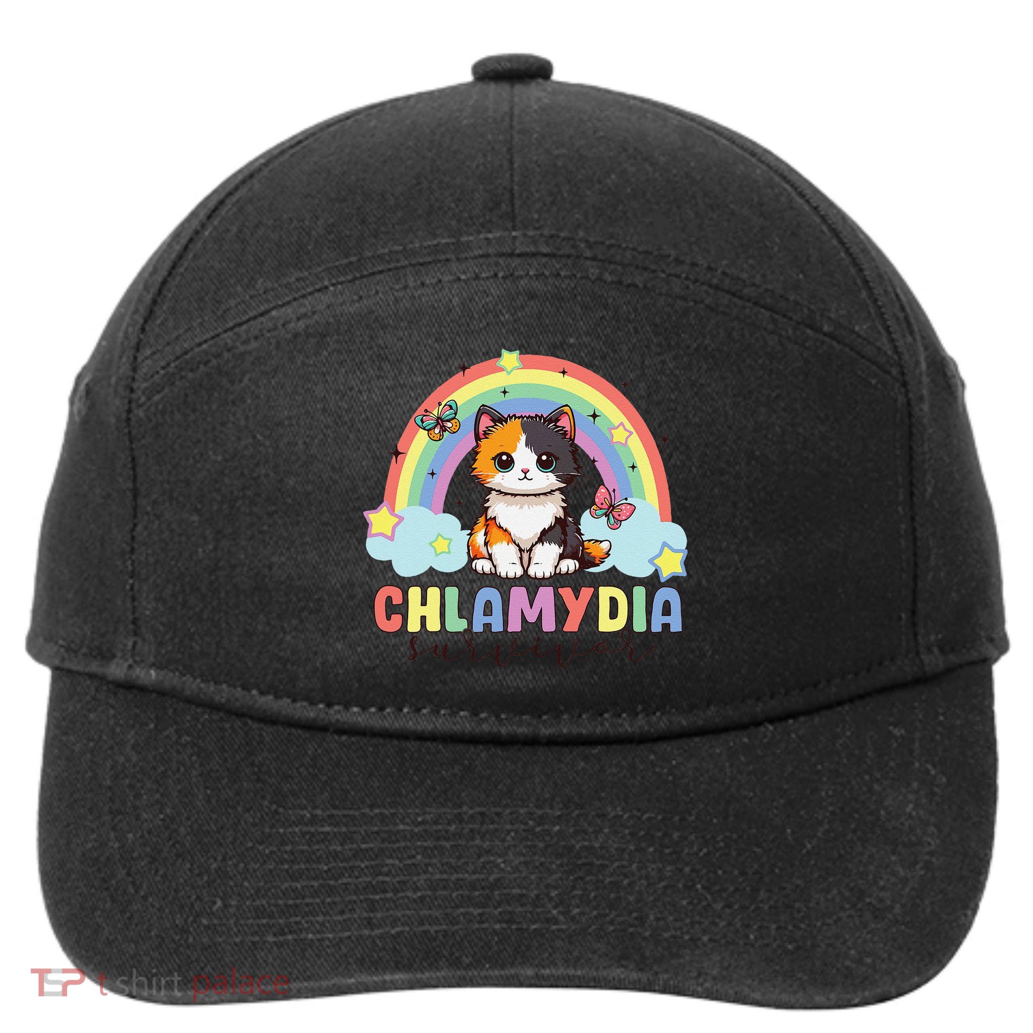 Chlamydia Survivor Rainbow Funny Humor Cat Specific Meme 7-Panel Snapback Hat