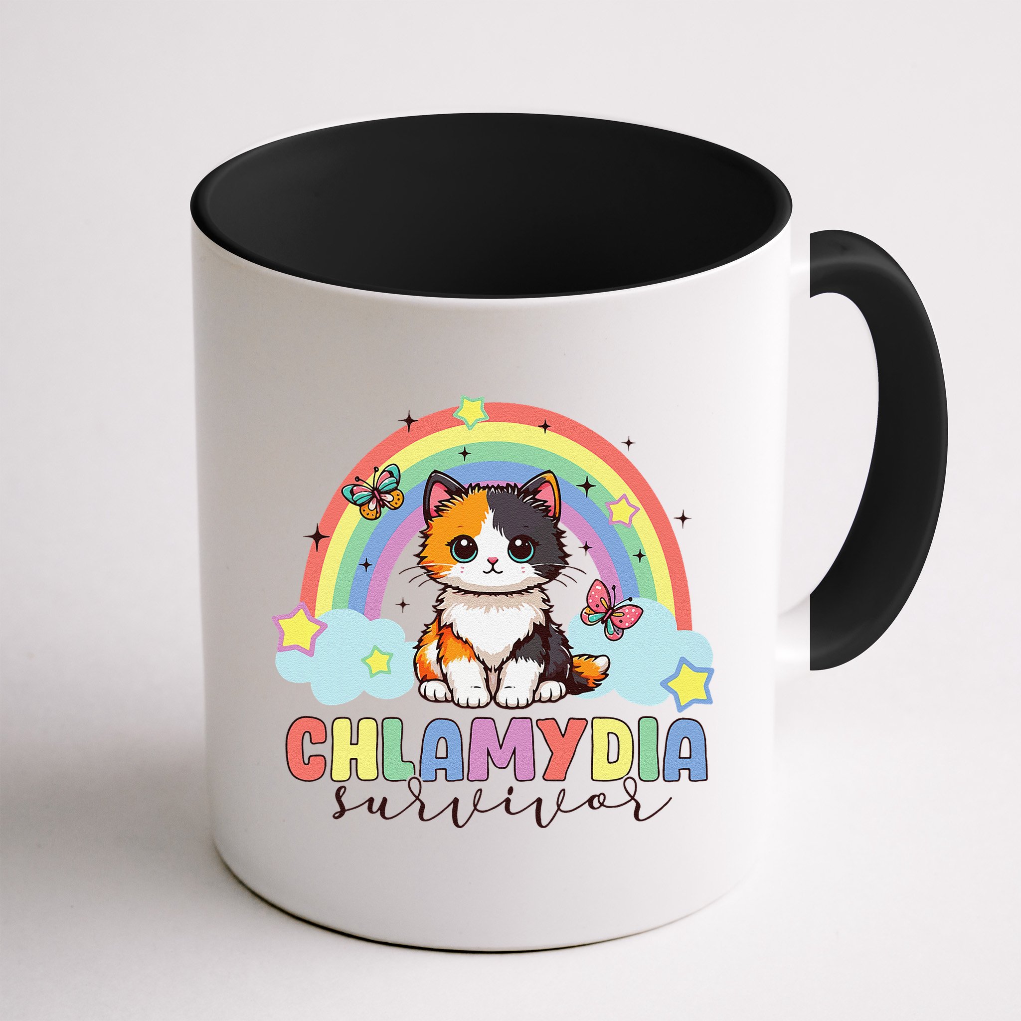 Chlamydia Survivor Rainbow Funny Humor Cat Specific Meme Mug