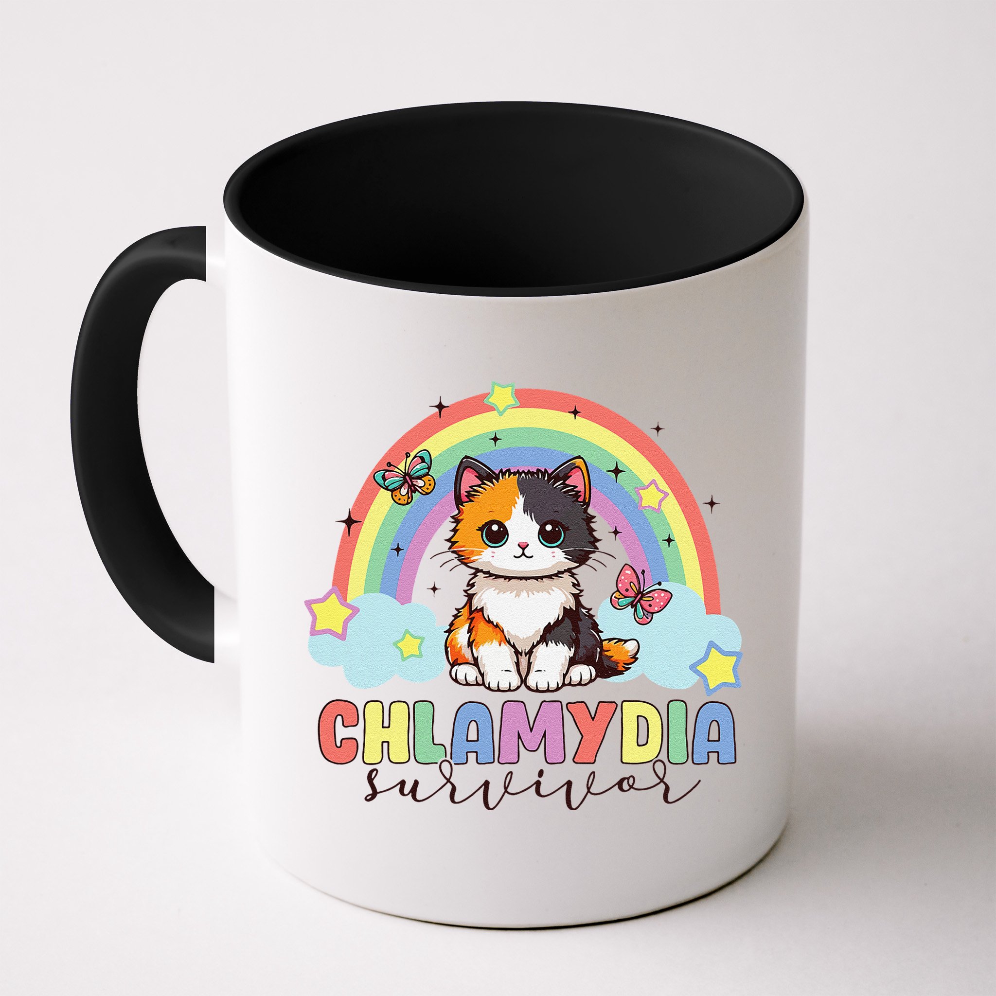 Chlamydia Survivor Rainbow Funny Humor Cat Specific Meme Mug