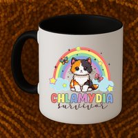 Chlamydia Survivor Rainbow Funny Humor Cat Specific Meme Mug