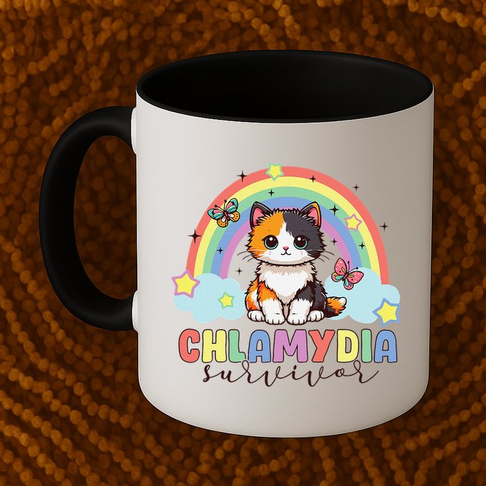 Chlamydia Survivor Rainbow Funny Humor Cat Specific Meme Mug