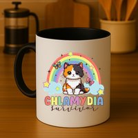 Chlamydia Survivor Rainbow Funny Humor Cat Specific Meme Mug