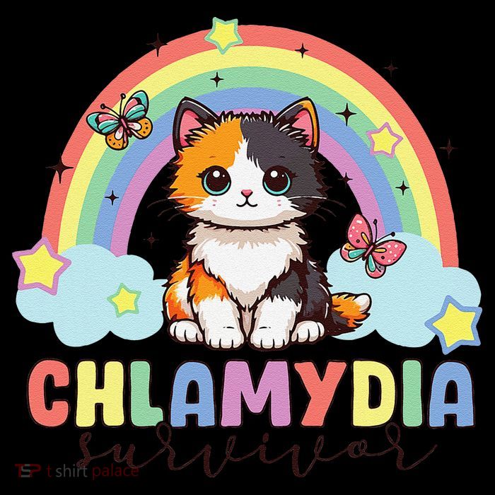 Chlamydia Survivor Rainbow Funny Humor Cat Specific Meme Flatbill Hat