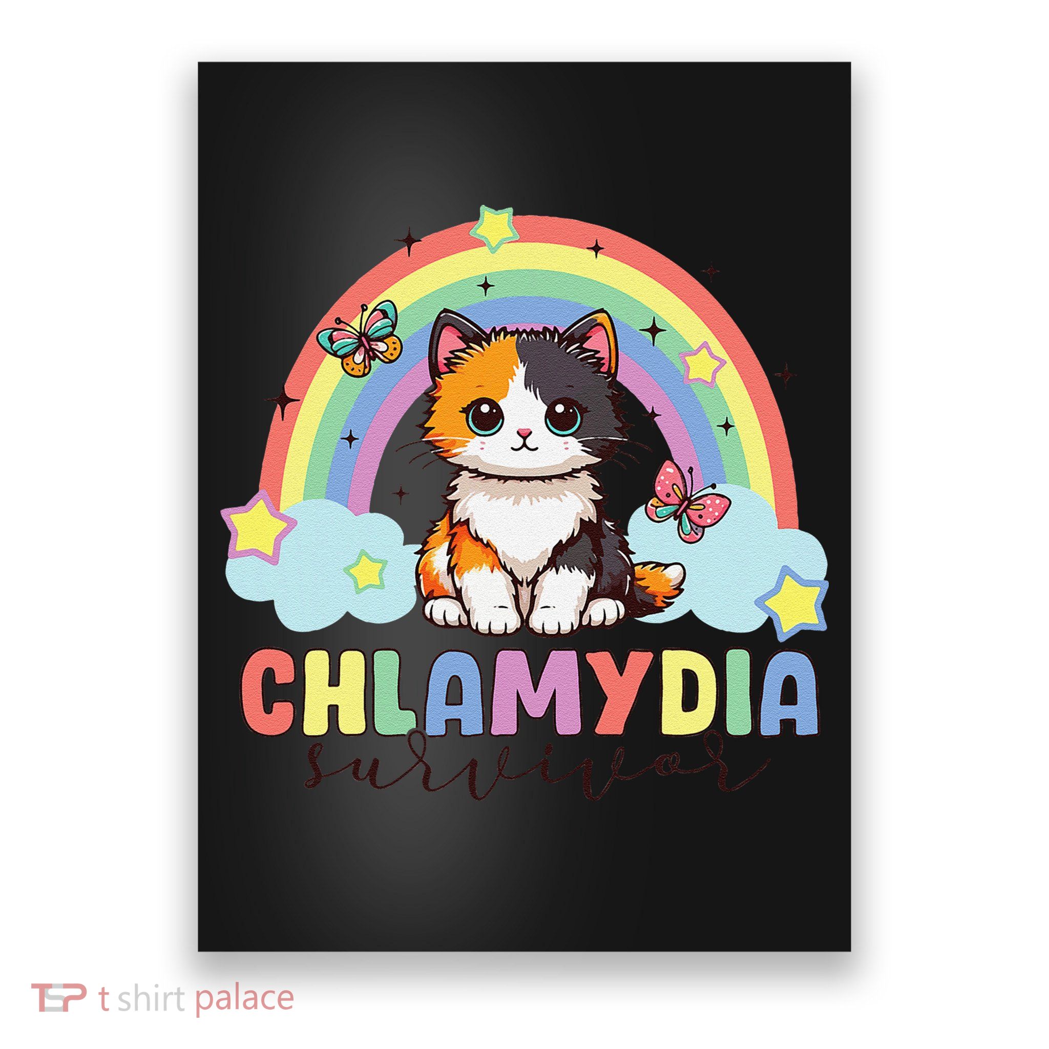 Chlamydia Survivor Rainbow Funny Humor Cat Specific Meme Poster