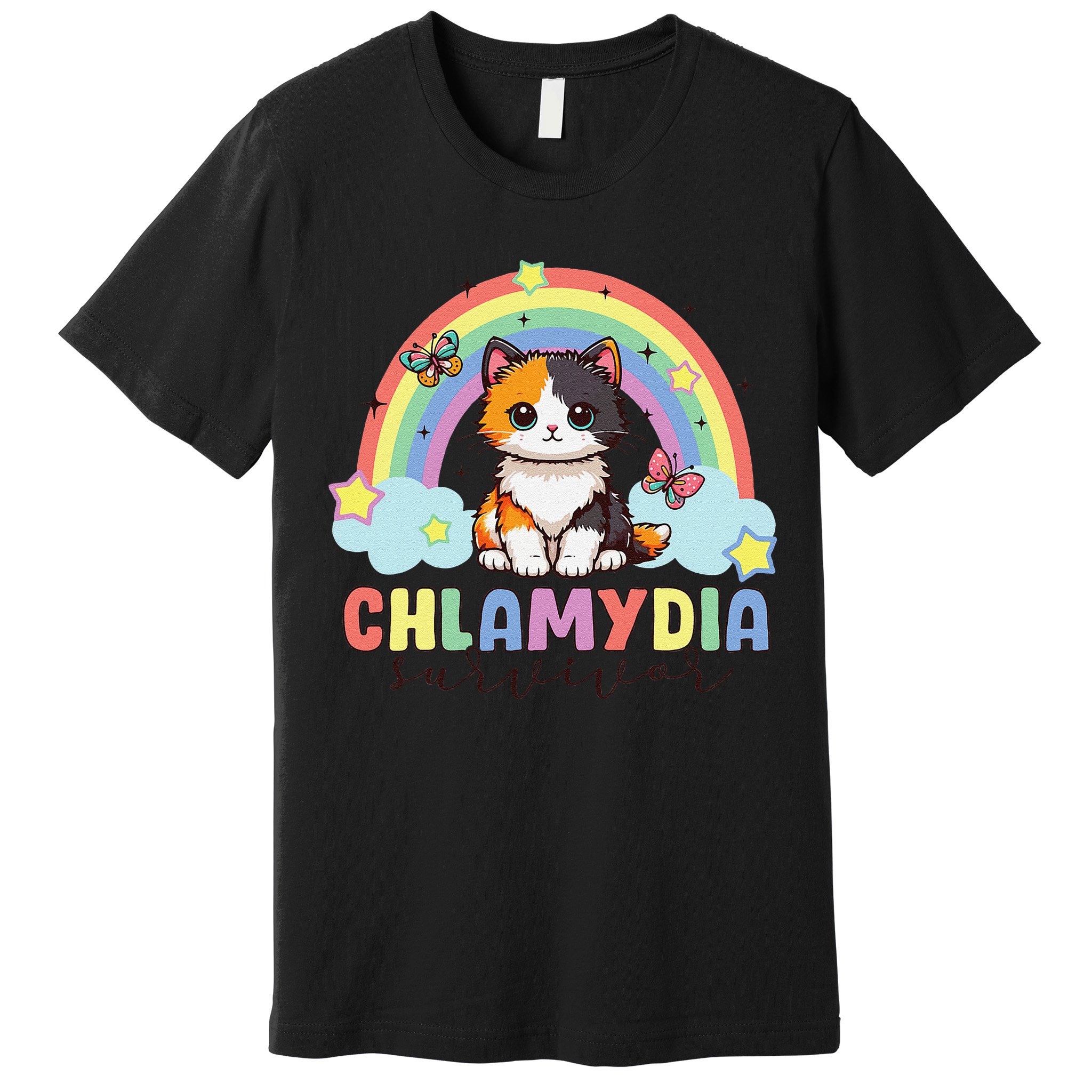 Chlamydia Survivor Rainbow Funny Humor Cat Specific Meme Premium T-Shirt
