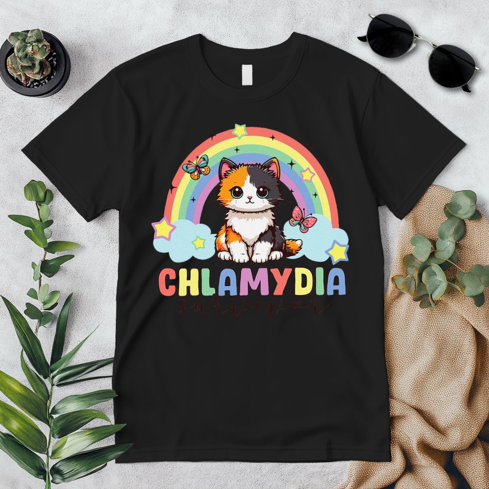 Chlamydia Survivor Rainbow Funny Humor Cat Specific Meme Premium T-Shirt