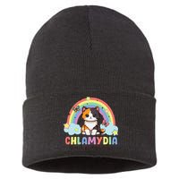 Chlamydia Survivor Rainbow Funny Humor Cat Specific Meme Sustainable Knit Beanie