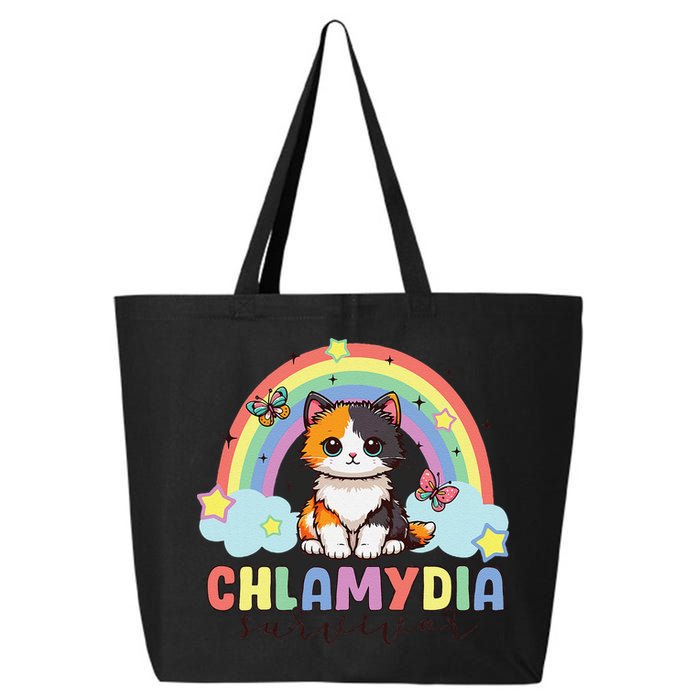 Chlamydia Survivor Rainbow Funny Humor Cat Specific Meme 25L Jumbo Tote