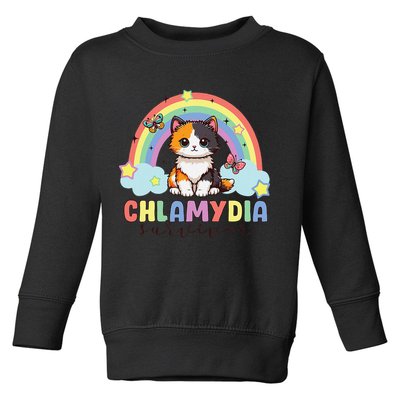 Chlamydia Survivor Rainbow Funny Humor Cat Specific Meme Toddler Sweatshirt