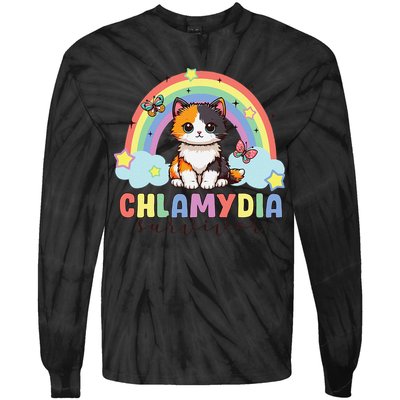 Chlamydia Survivor Rainbow Funny Humor Cat Specific Meme Tie-Dye Long Sleeve Shirt