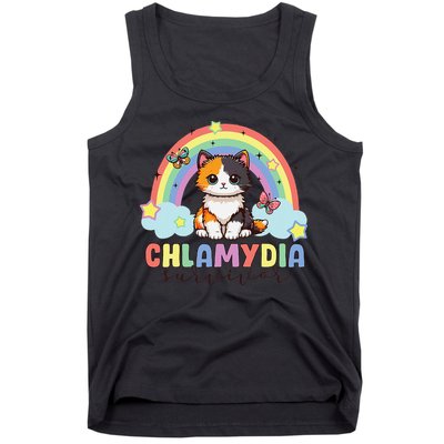 Chlamydia Survivor Rainbow Funny Humor Cat Specific Meme Tank Top