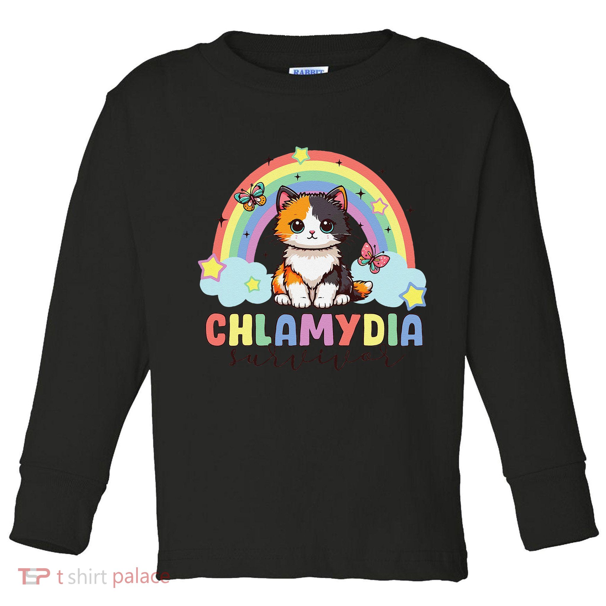 Chlamydia Survivor Rainbow Funny Humor Cat Specific Meme Toddler Long Sleeve Shirt