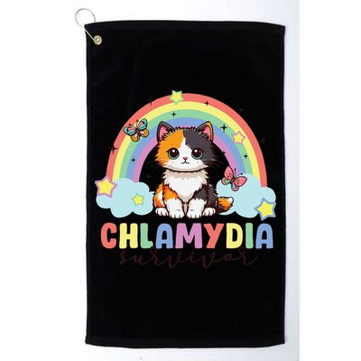 Chlamydia Survivor Rainbow Funny Humor Cat Specific Meme Golf Towel