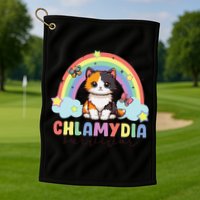 Chlamydia Survivor Rainbow Funny Humor Cat Specific Meme Golf Towel