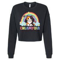 Chlamydia Survivor Rainbow Funny Humor Cat Specific Meme Cropped Pullover Crew