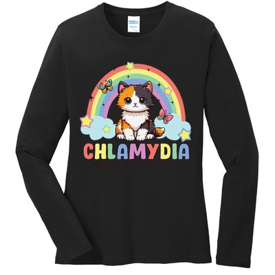 Chlamydia Survivor Rainbow Funny Humor Cat Specific Meme Ladies Long Sleeve Shirt