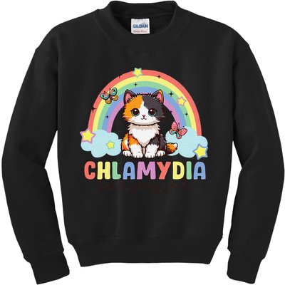 Chlamydia Survivor Rainbow Funny Humor Cat Specific Meme Kids Sweatshirt