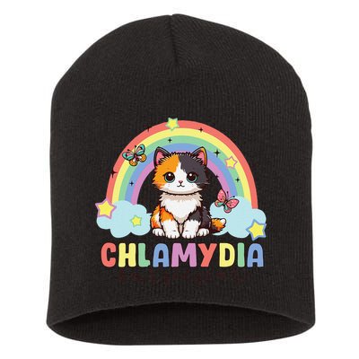 Chlamydia Survivor Rainbow Funny Humor Cat Specific Meme Short Acrylic Beanie