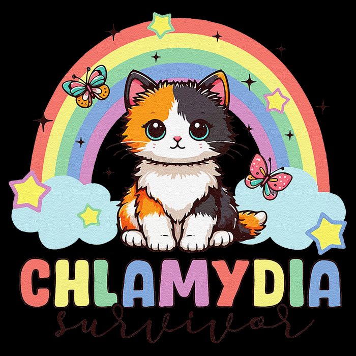 Chlamydia Survivor Rainbow Funny Humor Cat Specific Meme Short Acrylic Beanie