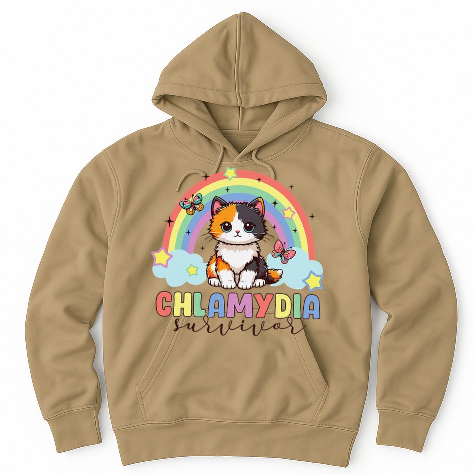 Chlamydia Survivor Rainbow Funny Humor Cat Specific Meme Hoodie