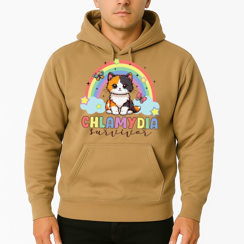 Chlamydia Survivor Rainbow Funny Humor Cat Specific Meme Hoodie