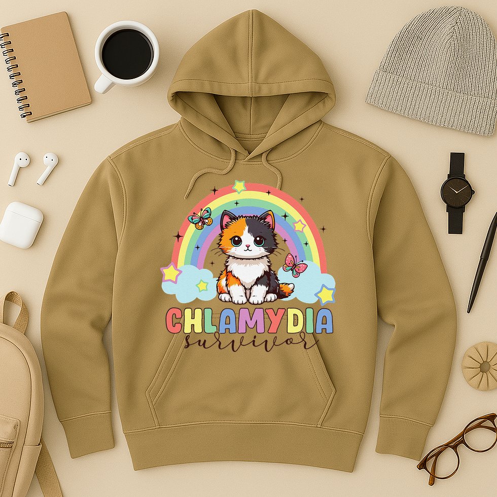 Chlamydia Survivor Rainbow Funny Humor Cat Specific Meme Hoodie