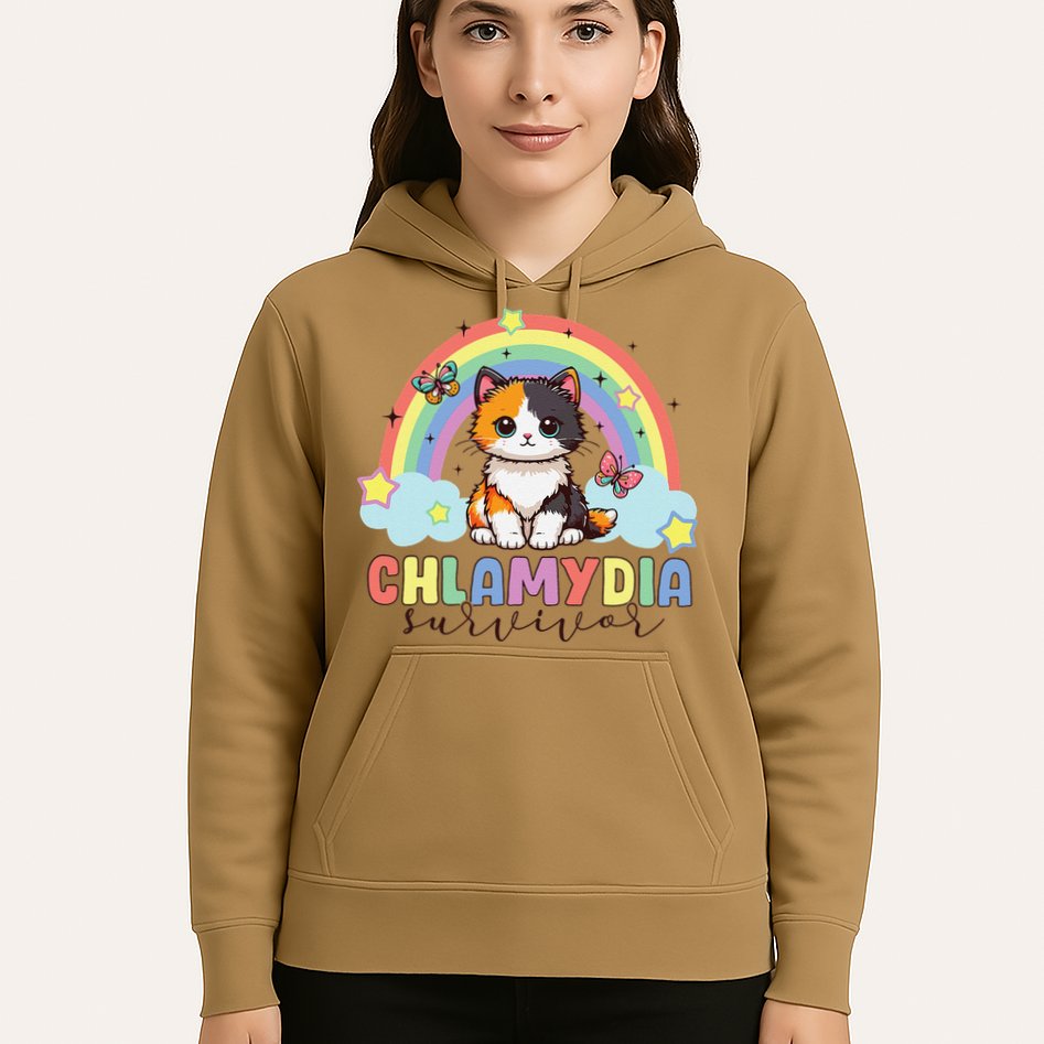 Chlamydia Survivor Rainbow Funny Humor Cat Specific Meme Hoodie