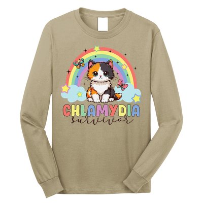 Chlamydia Survivor Rainbow Funny Humor Cat Specific Meme Long Sleeve Shirt