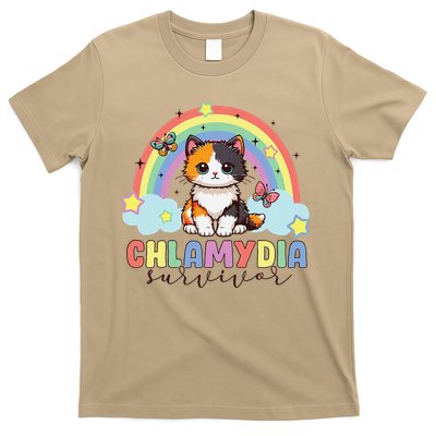Chlamydia Survivor Rainbow Funny Humor Cat Specific Meme T-Shirt
