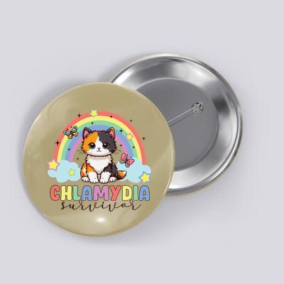 Chlamydia Survivor Rainbow Funny Humor Cat Specific Meme Button
