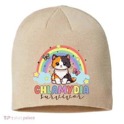 Chlamydia Survivor Rainbow Funny Humor Cat Specific Meme Sustainable Beanie