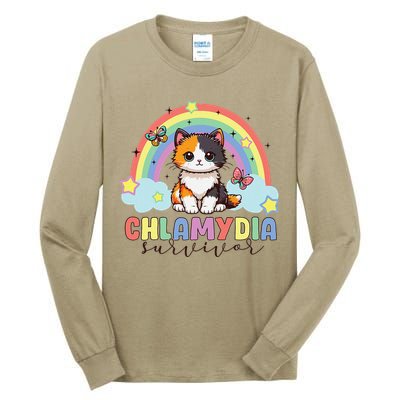 Chlamydia Survivor Rainbow Funny Humor Cat Specific Meme Tall Long Sleeve T-Shirt