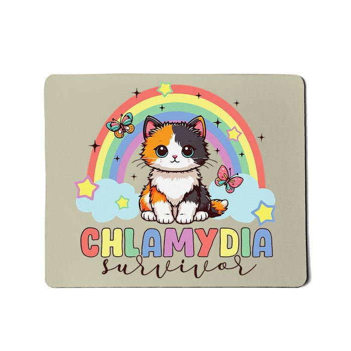 Chlamydia Survivor Rainbow Funny Humor Cat Specific Meme Mousepad