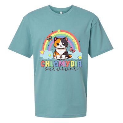 Chlamydia Survivor Rainbow Funny Humor Cat Specific Meme Sueded Cloud Jersey T-Shirt