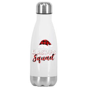 Christmas Squads Red Plaid Matching Family Pajamas Stainless Steel Insulated Water Bottle