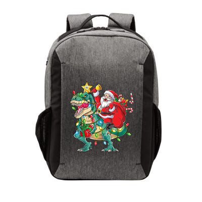 Christmas Santa Riding Dinosaur Tree Rex Pajamas Xmas Lights Gift Vector Backpack