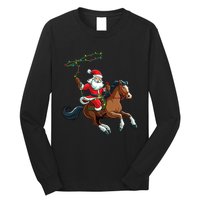 Cowboy Santa Riding A Horse Christmas Funny Long Sleeve Shirt